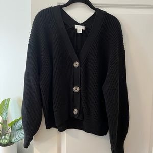 Chunky tortoise shell button down sweater